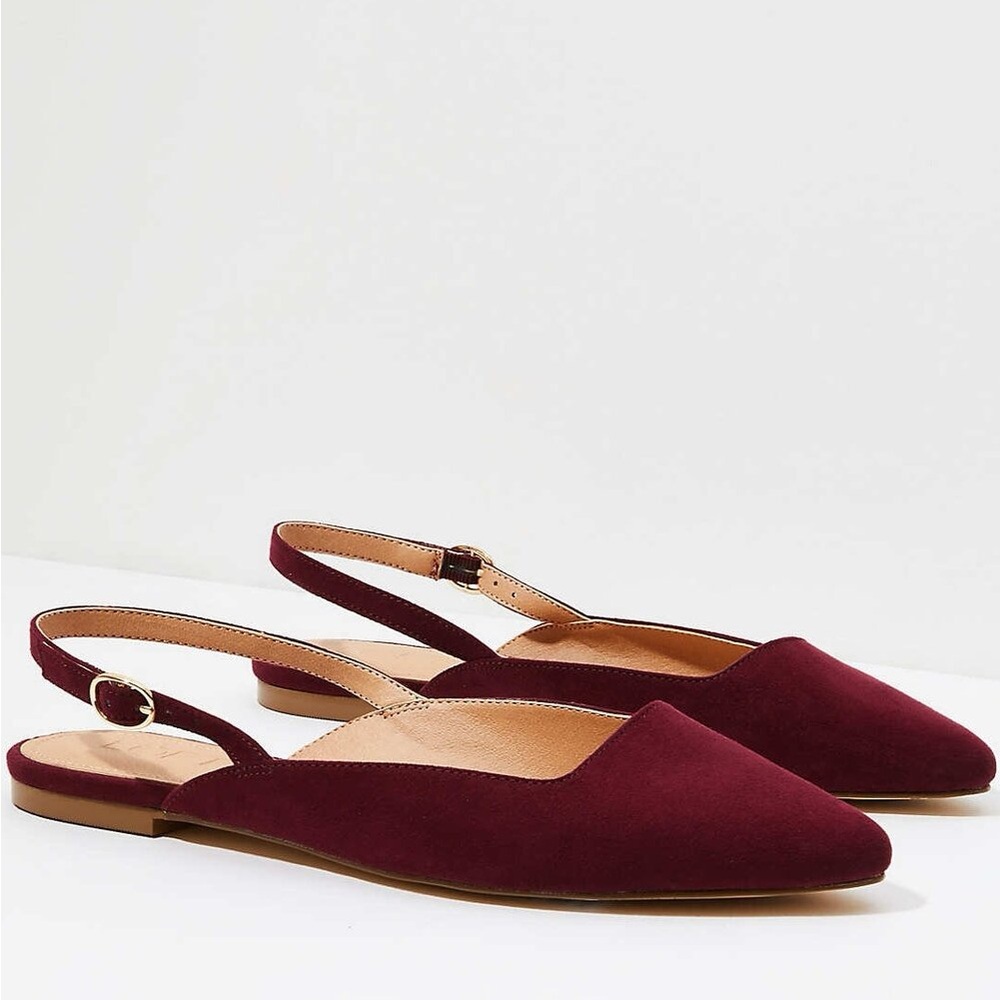 LOFT Burgundy Slingback Flats Size 8M